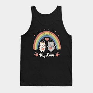 Cute Retro Valentine's Day Kittens with Hearts Tank Top